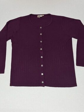 Women's Scoop-Neck Button Cardigan Sweater - Deep Plum